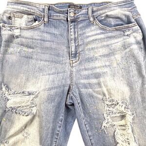 Judy Blue Boyfriend Jeans Womens 22W Distressed Paint Splatter Stretch Denim Fun